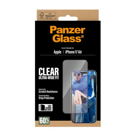 PanzerGlass ® Screen Protector iPhone 17 Air | Ultra-Wide Fit w. EasyAligner Protection d'écran transparent Apple 1 pièce(s) PanzerGlass ® Screen Protector iPhone 17 Air | Ultra-Wide Fit w. EasyAligner Protection d'écran transparent Apple 1 pièce(s)
