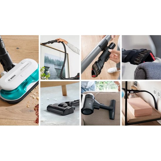 Bosch BSS712XHYG aspirateur balai et balai électrique Aspirateur-balai 2 en 1 Batterie Sec HEPA Sans sac 0,3 L Couleur aqua, Noir, Argent, Blanc 2,5 Ah