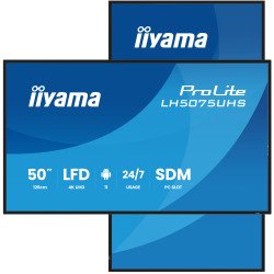 iiyama LH5075UHS-B2AG Écran d'affichage dynamique Écran plat de signalisation numérique 125,7 cm (49.5") LCD Wifi 500 cd/m² 4K Ultra HD Noir Intégré dans le processeur Android 11 24/7