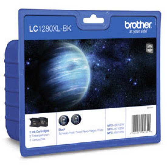 Brother LC-1280XLBKBP2DR cartouche d'encre 2 pièce(s) Original Noir Brother LC-1280XLBKBP2DR cartouche d'encre 2 pièce(s) Original Noir