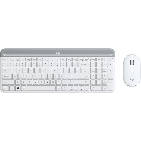 Logitech MK470 clavier RF sans fil QWERTY Danois, Finlandais, Norvégien, Suédois Argent, Blanc