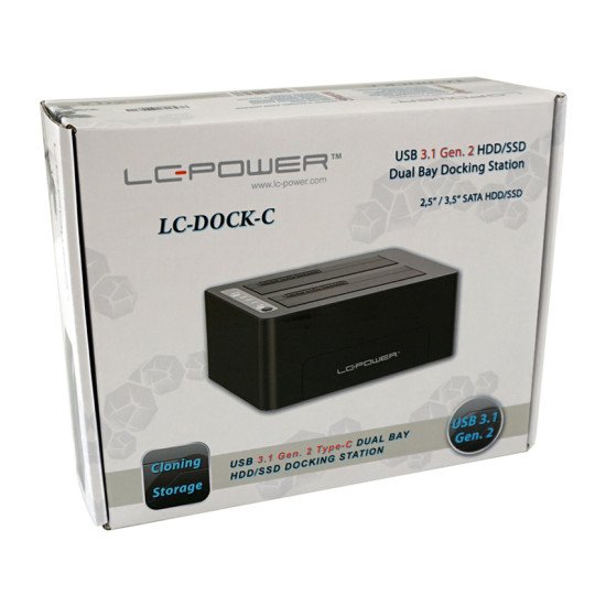 LC-Power LC-DOCK-C Station d'accueil de disques de stockage USB 3.2 Gen 2 (3.1 Gen 2) Type-C Noir