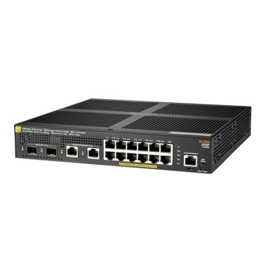 HPE Aruba 2930F 12G PoE+ 2G/2SFP+ Géré L3 Gigabit Ethernet (10/100/1000) Noir 1U Connexion Ethernet, supportant l'alimentation via ce port (PoE)