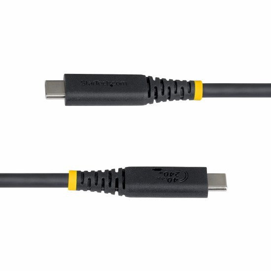 StarTech.com Câble USB4 de 1m, 40 Gbps, Câble USB-C Certifié USB-IF, 240 W PD, 8K 60Hz/4K 240Hz DP2.1 DP40, Gaine TPE, Compatible Thunderbolt 4 - Cordon USB-C Noir