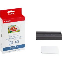 Canon Jeu d'encre couleur et de papier autocollant au format 54 x 86 mm KC-18IF, 18 feuilles Canon Jeu d'encre couleur et de papier autocollant au format 54 x 86 mm KC-18IF, 18 feuilles