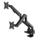 Manhattan Support de bureau double pour TV/moniteurs (bras à vérin gaz à Bras articulé) avec station d'accueil intégrée, écrans jusqu'à 27", Ethernet, HDMI x2, USB-A x3, USB-C, alimentation USB-C PD 100 W (Chargeur USB-C non inclus)
