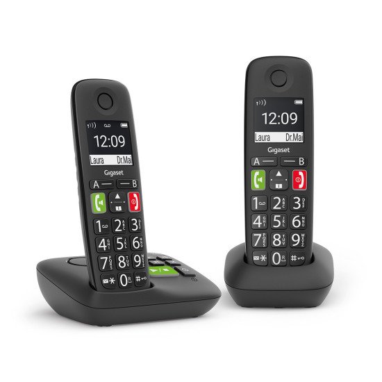 Gigaset E290A Duo Téléphone analog/dect Identification de l'appelant Noir