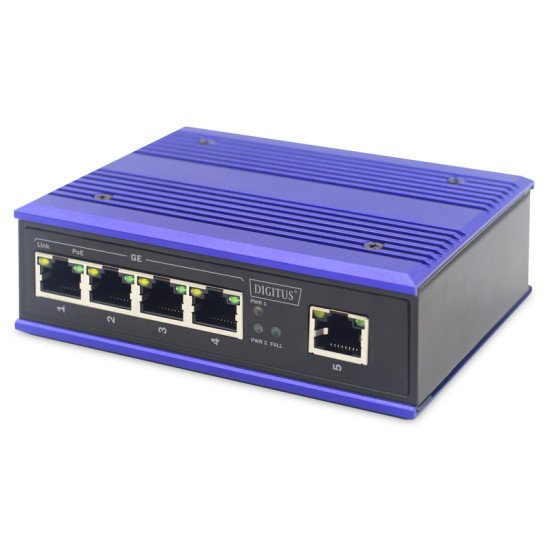 ASSMANN Electronic DN-651120 commutateur réseau Gigabit Ethernet (10/100/1000) Connexion Ethernet, supportant l'alimentation via ce port (PoE) Noir, Bleu