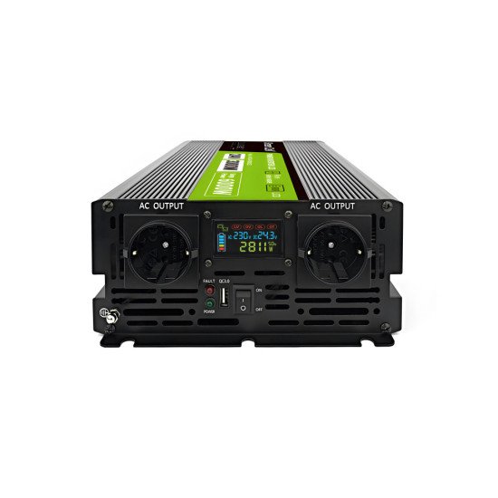 Green Cell Przetwornica napicia PowerInverter LCD 24 V 3000W/60000W Przetwornica samochodowa z wywietlaczem - czysty sinus adaptateur de puissance & onduleur Auto Noir