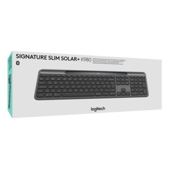 Logitech Signature Slim Solar+ K980 clavier Universel RF sans fil + Bluetooth QWERTY Italien Graphite