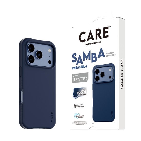 PanzerGlass CARE™ by ® Samba Case Italian Blue w. MagSafe iPhone 2026 Pro | 17 Pro coque de protection pour téléphones portables Housse Transparent