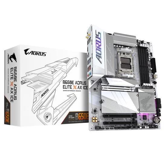 Gigabyte B650E AORUS ELITE X AX ICE carte mère AMD B650 Emplacement AM5 ATX Gigabyte B650E AORUS ELITE X AX ICE carte mère AMD B650 Emplacement AM5 ATX