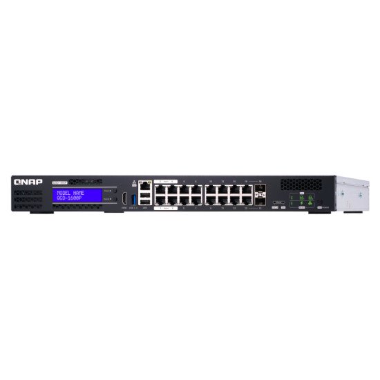 QNAP QGD-1600P Géré Gigabit Ethernet (10/100/1000) Noir, Gris Connexion Ethernet, supportant l'alimentation via ce port (PoE)