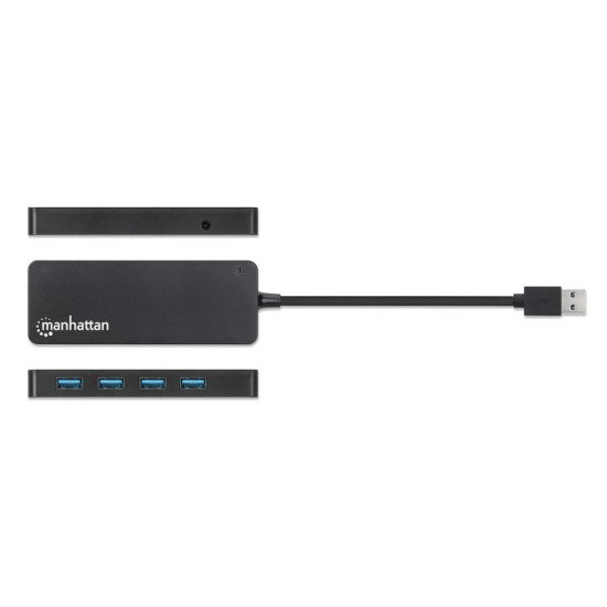 Manhattan Hub USB-A 4 ports, 5 Gbit/s (USB 3.0), Alimenté par USB (aucune alimentation externe requise), équivalent à ST4300PBU3 & ST4300MINU3B