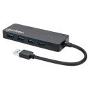 Manhattan Hub USB-A 4 ports, 5 Gbit/s (USB 3.0), Alimenté par USB (aucune alimentation externe requise), équivalent à ST4300PBU3 & ST4300MINU3B