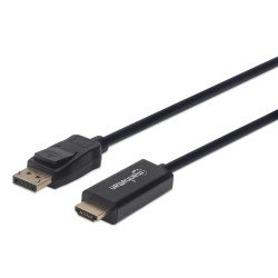 Manhattan Câble DisplayPort 1.1 vers HDMI, 1080p à 60 Hz, 1 m, mâle à mâle, DP avec verrouillage, non bidirectionnel, noir, garantie 3 ans