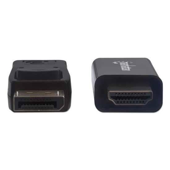 Manhattan Câble DisplayPort 1.1 vers HDMI, 1080p à 60 Hz, 1 m, mâle à mâle, DP avec verrouillage, non bidirectionnel, noir, garantie 3 ans