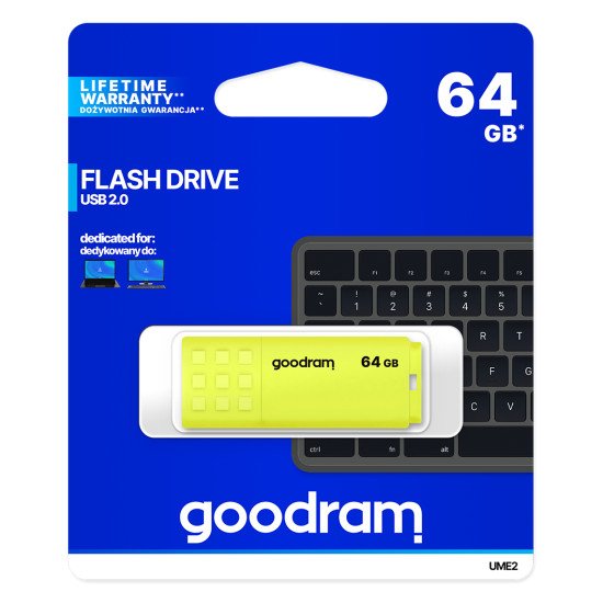 Goodram UME2 lecteur USB flash 64 Go USB Type-A 2.0 Jaune