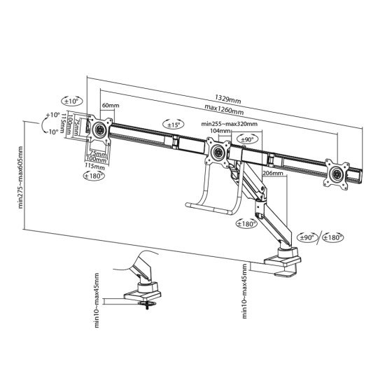 Newstar Support de bureau écrans plat