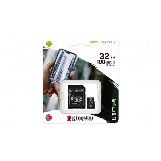 KINGSTON - Carte mémoire microSD Canvas Select Plus 128 Go + adaptateur SD