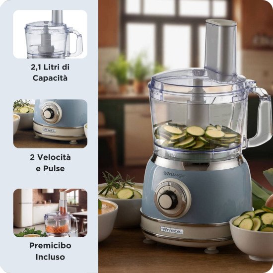 Ariete Vintage Line 1781/05 robot de cuisine 1000 W 2,1 L Bleu