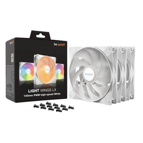 be quiet! Light Wings LX 140 mm PWM | Ventilateur PC ARGB White high-speed, Pack de 3