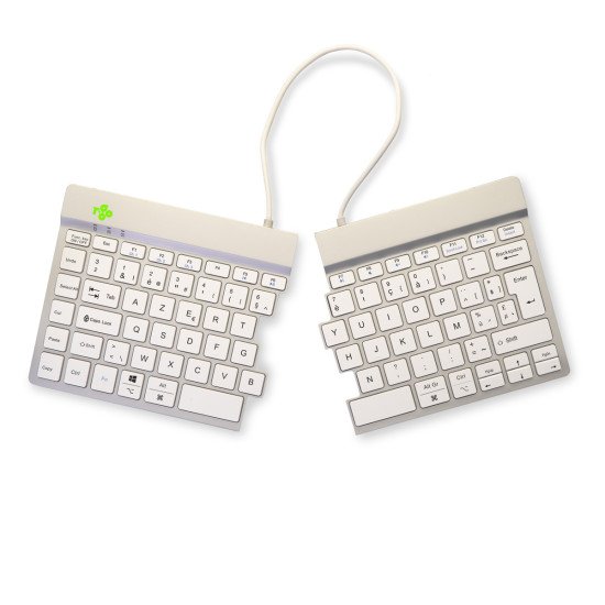 R-Go Tools Clavier ergonomique R-Go Split Break avec logiciel de pause, clavier ergonomique divisé, AZERTY (BE), bluetooth, blanc