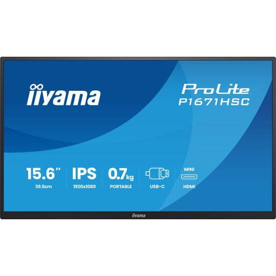 iiyama ProLite P1671HSC-B1 écran PC 39,6 cm (15.6") 1920 x 1080 pixels Full HD LED Noir iiyama ProLite P1671HSC-B1 écran PC 39,6 cm (15.6") 1920 x 1080 pixels Full HD LED Noir