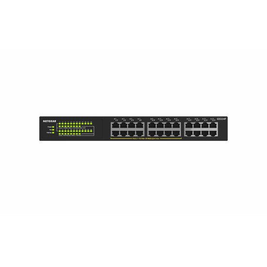 Netgear GS324P Non-géré Gigabit Ethernet (10/100/1000) Noir 1U Connexion Ethernet, supportant l'alimentation via ce port (PoE)