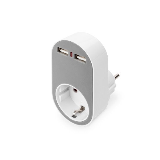 Digitus Chargeur enfichable USB universel avec 2 prises USB-A et prise intégrée Digitus Chargeur enfichable USB universel avec 2 prises USB-A et prise intégrée