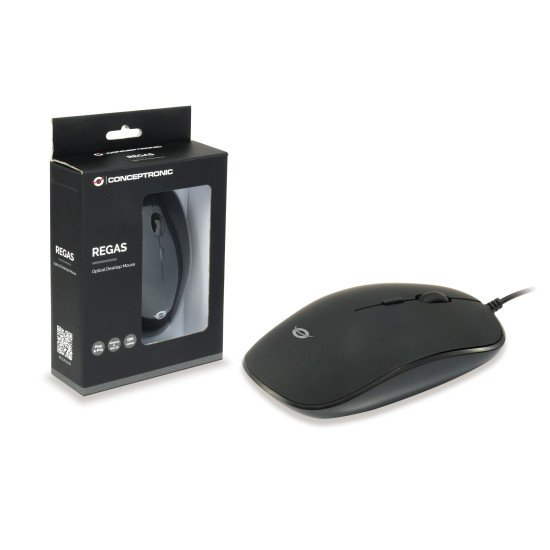 Conceptronic REGAS01B souris Bureau Ambidextre USB Type-A Optique 1200 DPI
