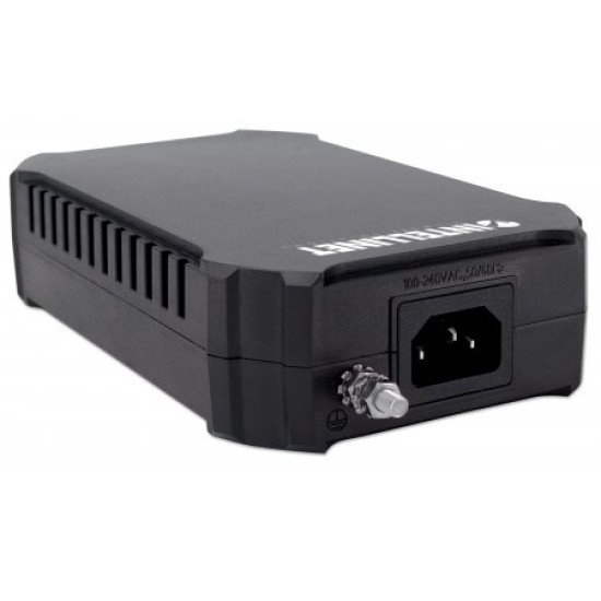 Intellinet Injecteur PoE++ Gigabit, 1 port 95 W, conforme IEEE 802.3bt (4PPoE), boîtier plastique, option montage mural, Alimentation par Ethernet, Power Over Ethernet, garantie de 3 ans