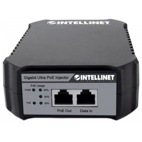 Intellinet Injecteur PoE++ Gigabit, 1 port 95 W, conforme IEEE 802.3bt (4PPoE), boîtier plastique, option montage mural, Alimentation par Ethernet, Power Over Ethernet, garantie de 3 ans