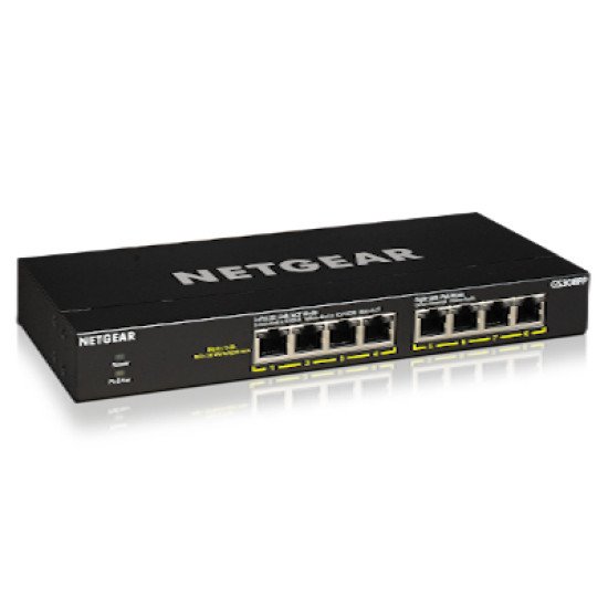 Netgear GS308PP Non-géré Gigabit Ethernet (10/100/1000) Noir Connexion Ethernet, supportant l'alimentation via ce port (PoE)
