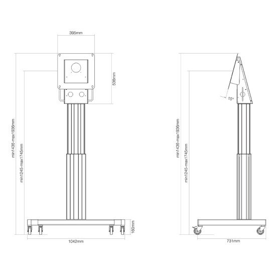 Newstar socle mobile motorisé au sol pour le Microsoft Hub 2S(X)