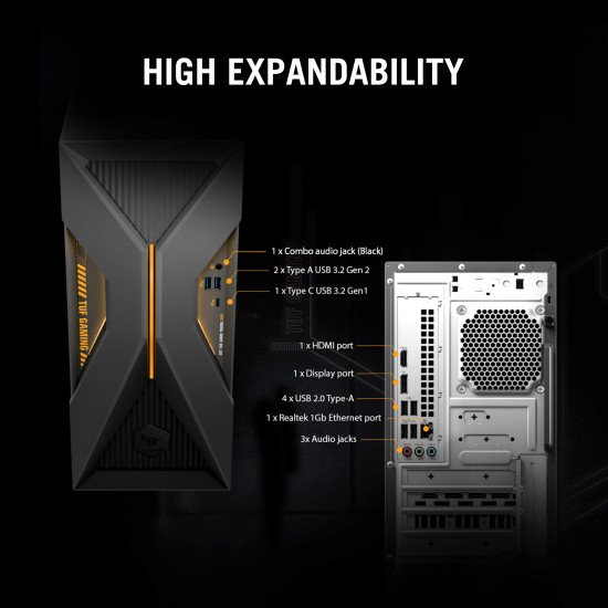 ASUS TUF Gaming T500 T500MV-07240H269W Intel Core 7 240H 16 Go DDR5-SDRAM 1 To SSD NVIDIA GeForce RTX 5060 Ti Windows 11 Home Tower PC Noir, Gris