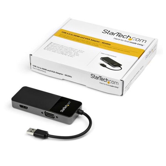 StarTech.com Adaptateur USB 3.0 vers VGA et HDMI - 4k 30Hz - Dongle 2 en 1 - USB-A à VGA/HDMI
