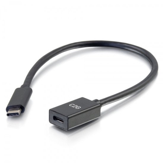 C2G 30 cm Câble de rallonge USB-C vers C 3.1 (Gén 2) mâle cers femelle (10 Gb/s)