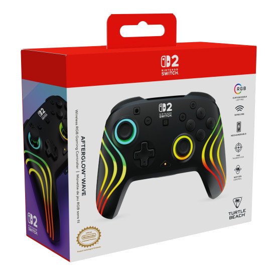 Turtle Beach Afterglow Wave Noir Manette de gaming RGB sans fil Sous licence officielle pour Nintendo Switch 2