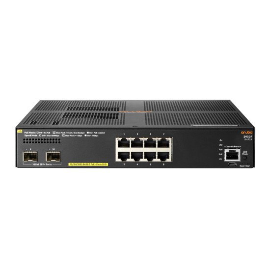 HPE Aruba 2930F 8G PoE+ 2SFP+ TAA Géré L3 Gigabit Ethernet (10/100/1000) Connexion Ethernet POE 1U Gris