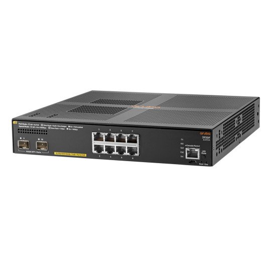 HPE Aruba 2930F 8G PoE+ 2SFP+ TAA Géré L3 Gigabit Ethernet (10/100/1000) Connexion Ethernet POE 1U Gris