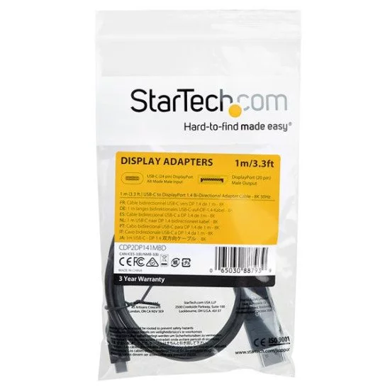 StarTech.com Câble USB Type-C vers DisplayPort 1.4 (bidirectionnel) - 1m - Adaptateur USB-C à DP StarTech.com Câble USB Type-C vers DisplayPort 1.4 (bidirectionnel) - 1m - Adaptateur USB-C à DP