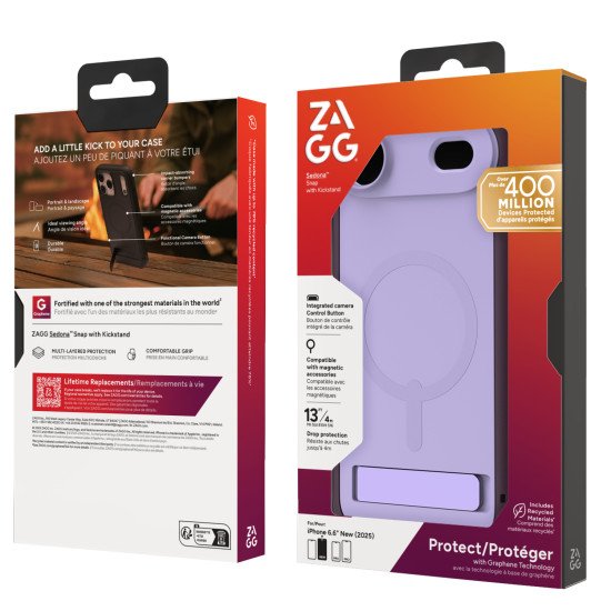 ZAGG Sedona Snap Kickstand coque de protection pour téléphones portables 16,5 cm (6.5") Housse Violet