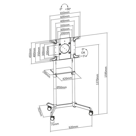 Newstar Meuble sur roulettes pour écrans plat