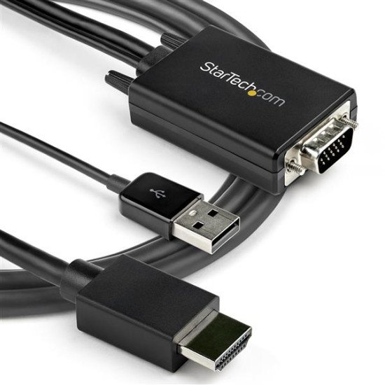 StarTech.com Câble adaptateur VGA vers HDMI - 2 m - 1080p - Audio USB - Alimenté par USB