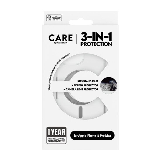 PanzerGlass CARE by ® Feature 3-in-1 Ceramic Bundle iPhone 16 Pro Max Protection d'écran transparent Apple 1 pièce(s) PanzerGlass CARE by ® Feature 3-in-1 Ceramic Bundle iPhone 16 Pro Max Protection d'écran transparent Apple 1 pièce(s)