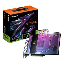 GIGABYTE AORUS GeForce RTX 5090 XTREME WATERFORCE WB 32G Carte Graphique - 32 Go GDDR7, 512 bits, PCI-E 5.0, 2655 MHz Fréquence du Cœur, 3 x DP 2.1a, 1 x HDMI 2.1b, NVIDIA DLSS 4, GV-N5090AORUSX WB-32GD