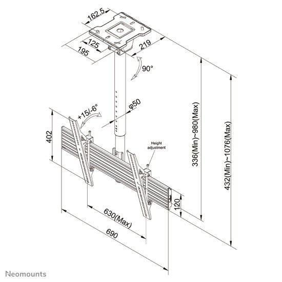 Neomounts by Newstar Pro support de plafond pour écran