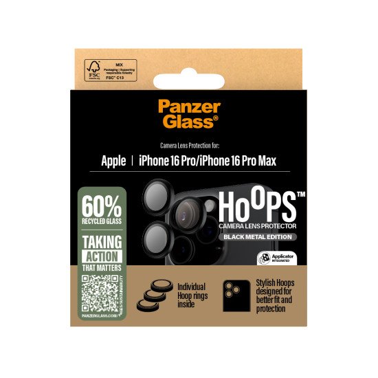 PanzerGlass ® Hoops® Black Camera Lens Protector iPhone 16 Pro | 16 Pro Max Protection d'écran transparent Apple 1 pièce(s) PanzerGlass ® Hoops® Black Camera Lens Protector iPhone 16 Pro | 16 Pro Max Protection d'écran transparent Apple 1 pièce(s)