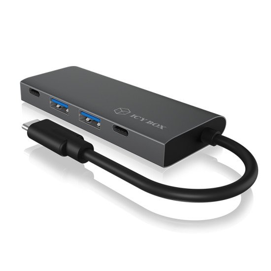 RaidSonic IB-HUB1428-C31 hub & concentrateur USB 3.2 Gen 2 (3.1 Gen 2) Type-C 10000 Mbit/s Anthracite, Noir